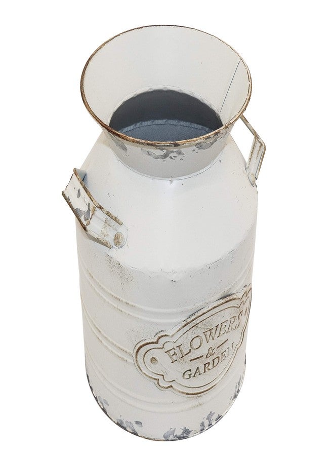 Fovasen Rustic Galvanized Milk Can Jug Vase - Metal Shabby Chic Primitive French Country Style Farmhouse Decorative Flower Holder for Living Room, Bedroom, Kitchen - 9.4" - Image 3